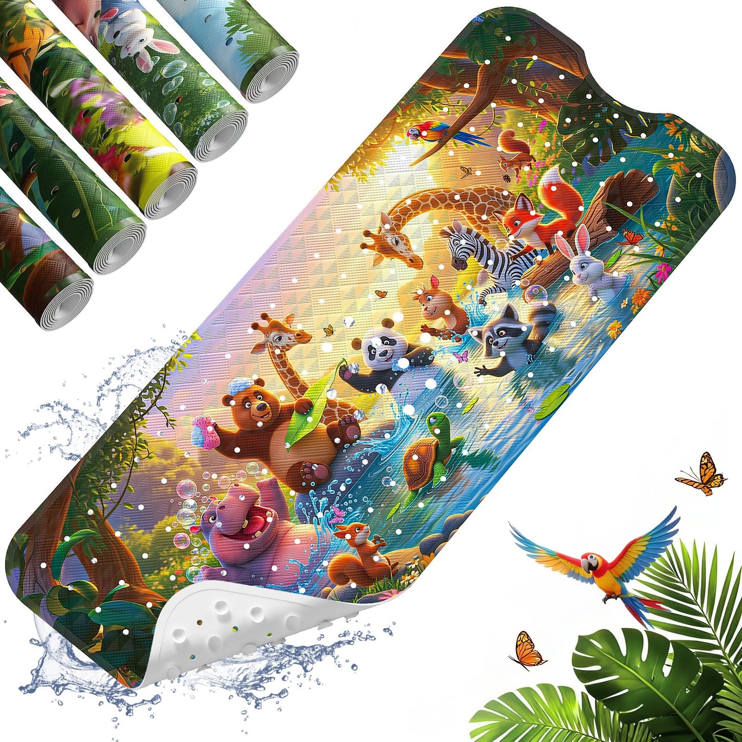 XIYUNTE Baby Bath Mat Non Slip Anti Mould Kids - 100x40cm Extra Long Anti Slip Bathtub Mat Machine Washable