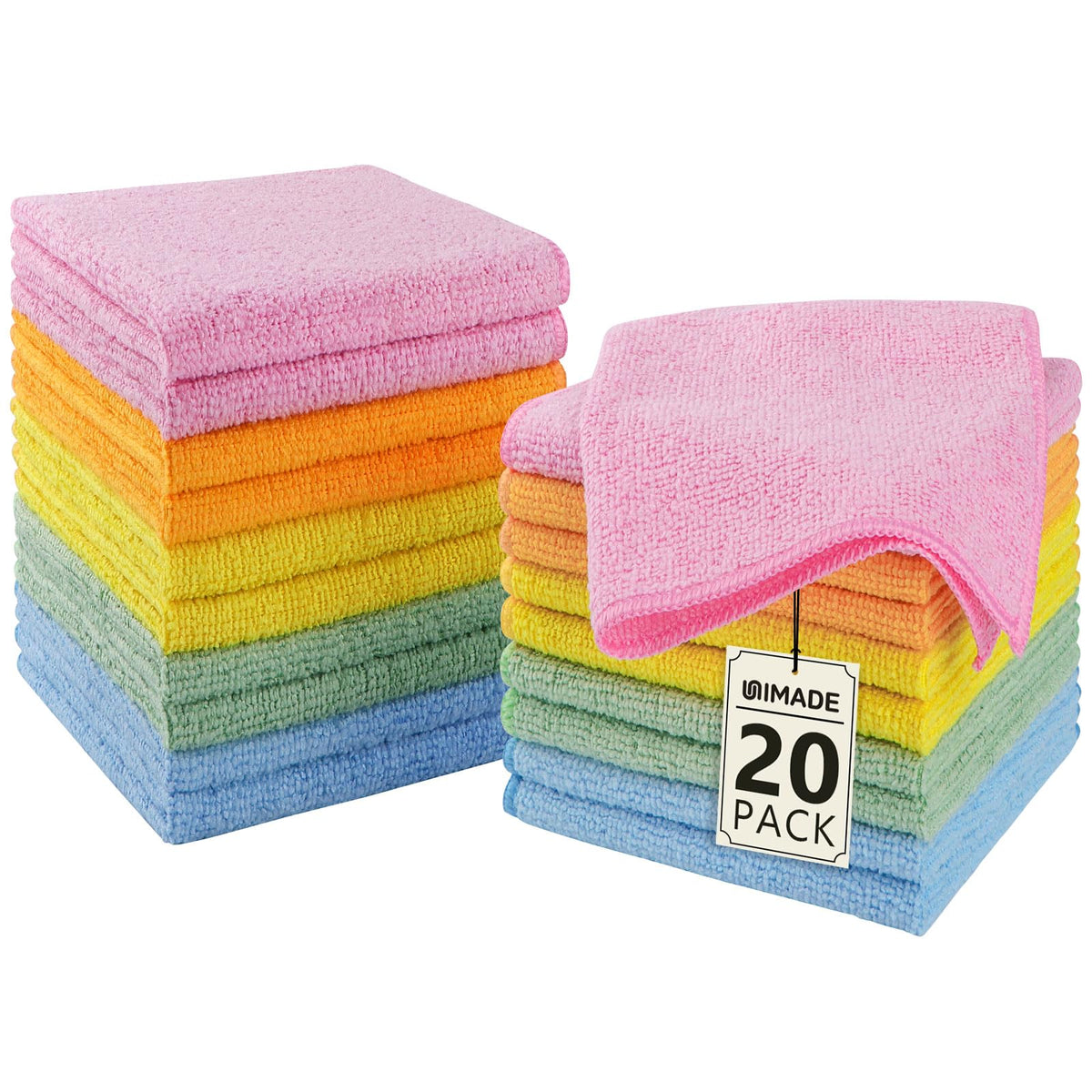 UNIMADE Washcloths 20 Pack Face Towels 12" x 12", Highly Soft Wash Cloths