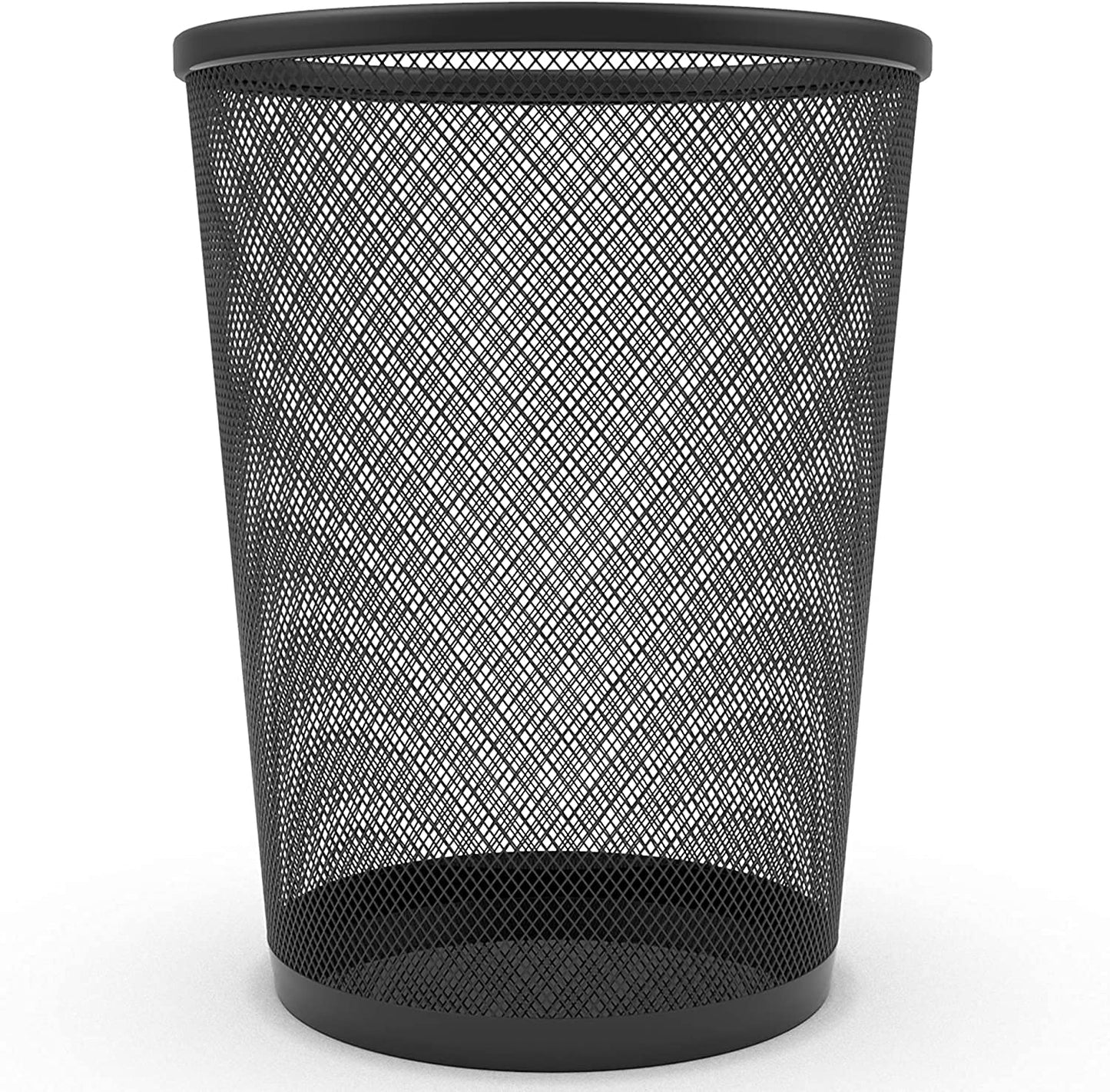 Zuvo Metal Mesh Waste Paper Bin, Small Bedroom & Office Bin, Black