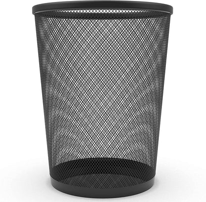 Zuvo Metal Mesh Waste Paper Bin, Small Bedroom & Office Bin, Black