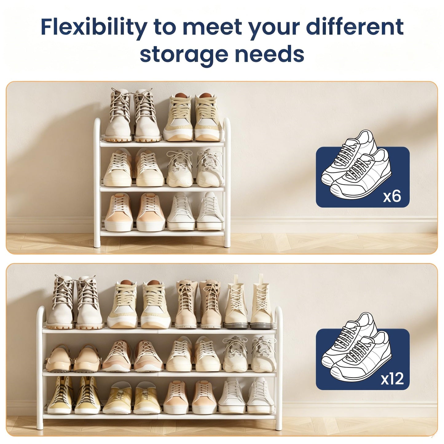 ENJOYBASICS Expandable Shoe Rack, 3 Tier Adjustable Shoe Storage Shelf