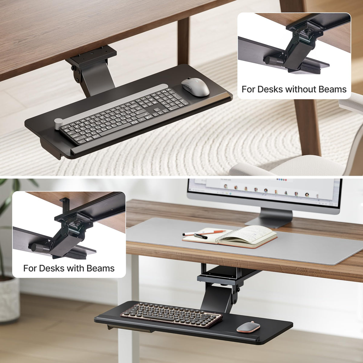 PEGZONE Under Desk Keyboard Tray with Storage Drawer