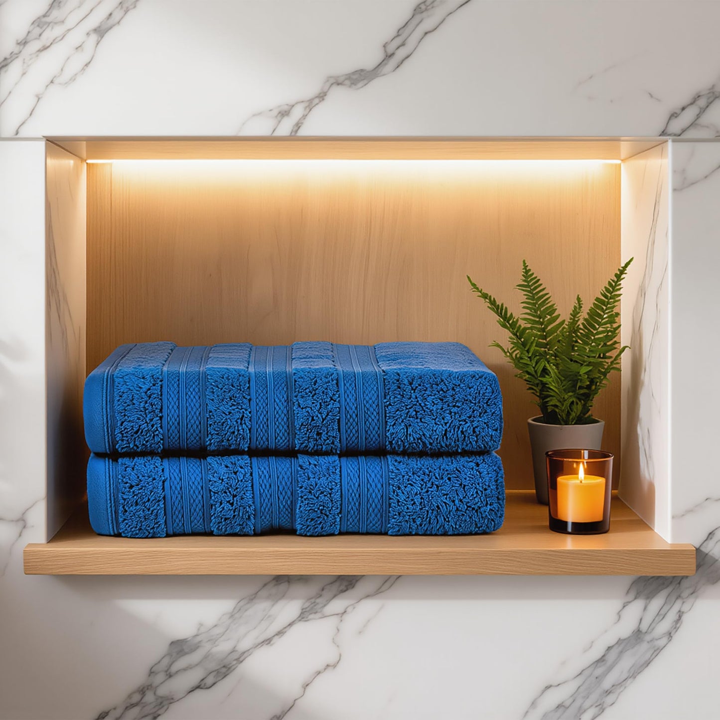 MELLUVA Bath Towels Set of 2 | 100% Turkish Cotton | 70 x 125 cm | Soft and Absorbent 600 GSM | Quick Dry Bathroom Shower Towels | Denim Blue