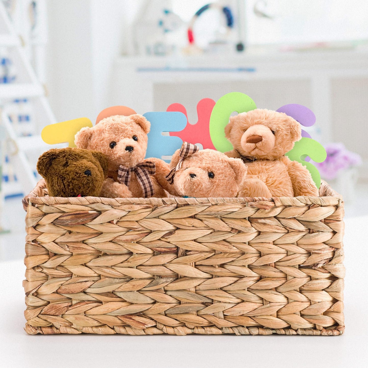 Woodluv Storage Baskets for Shelves, Woven Natural Hamper Gift Basket Bathroom Storage Basket organiser Toys Storage, Large