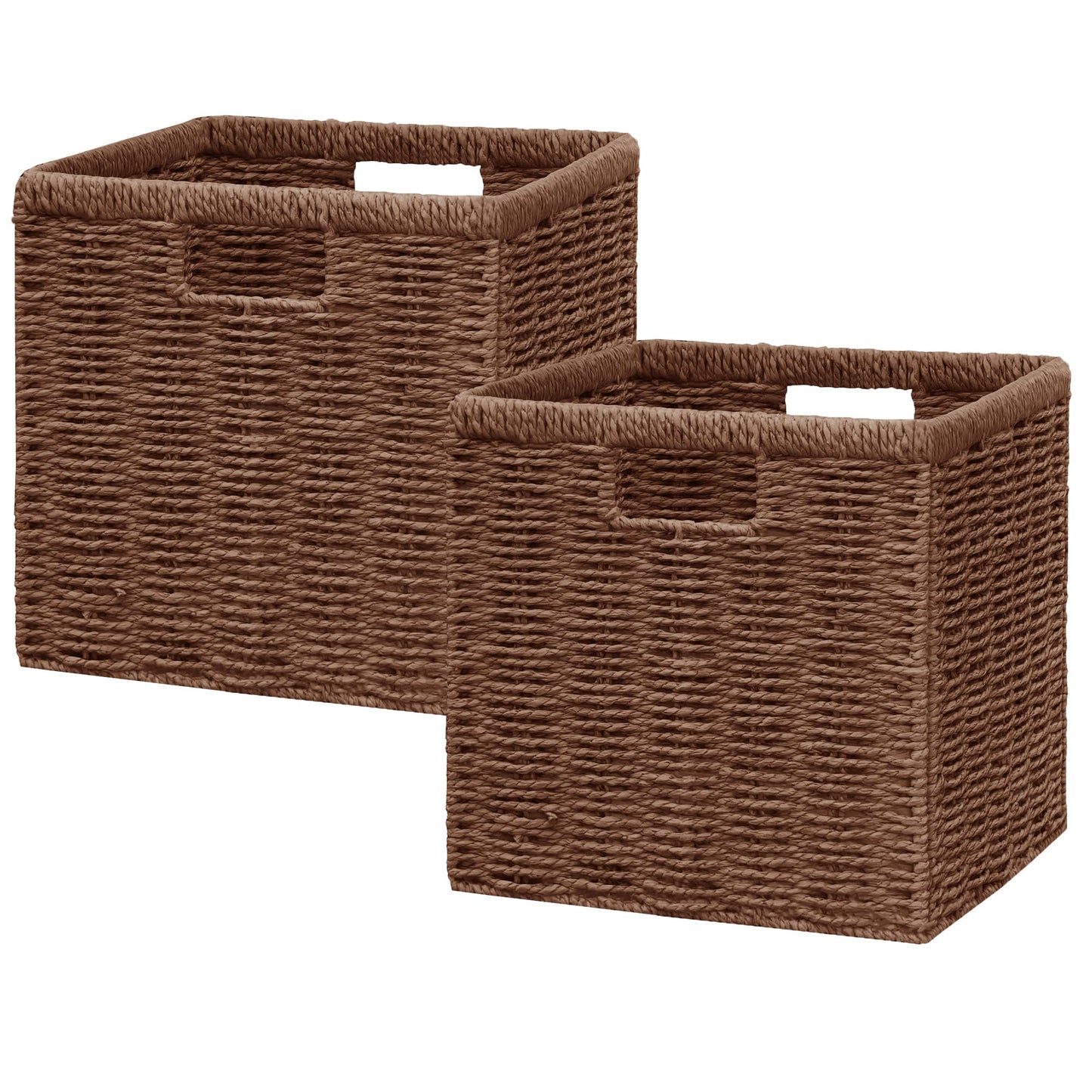 Vagusicc Wicker Storage Basket, Foldable Storage Cubes Organizer Bins, Handwoven Storage Baskets for Shelves Closet Wardrobe Bathroom