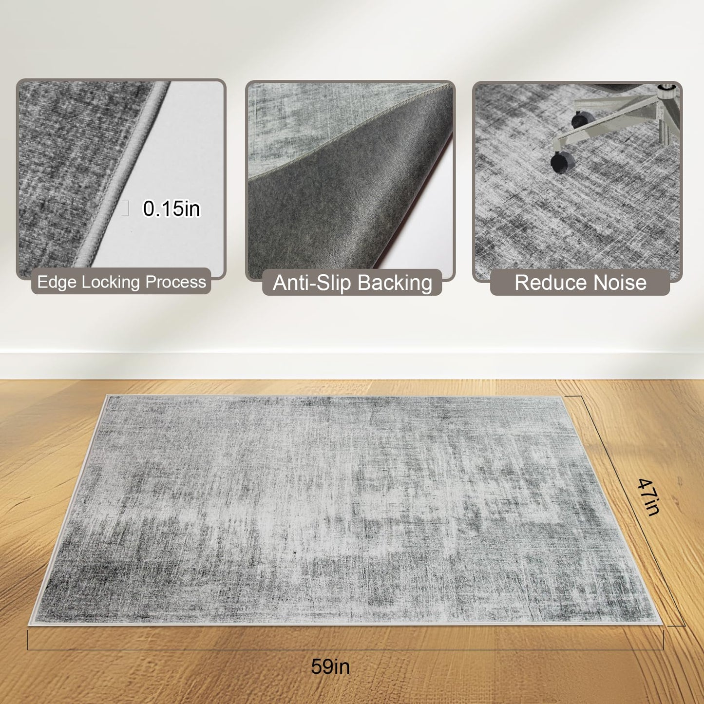 Office Chair Mat 120 x 150 cm, Floor Protector for Office Chair, Anti-Slip