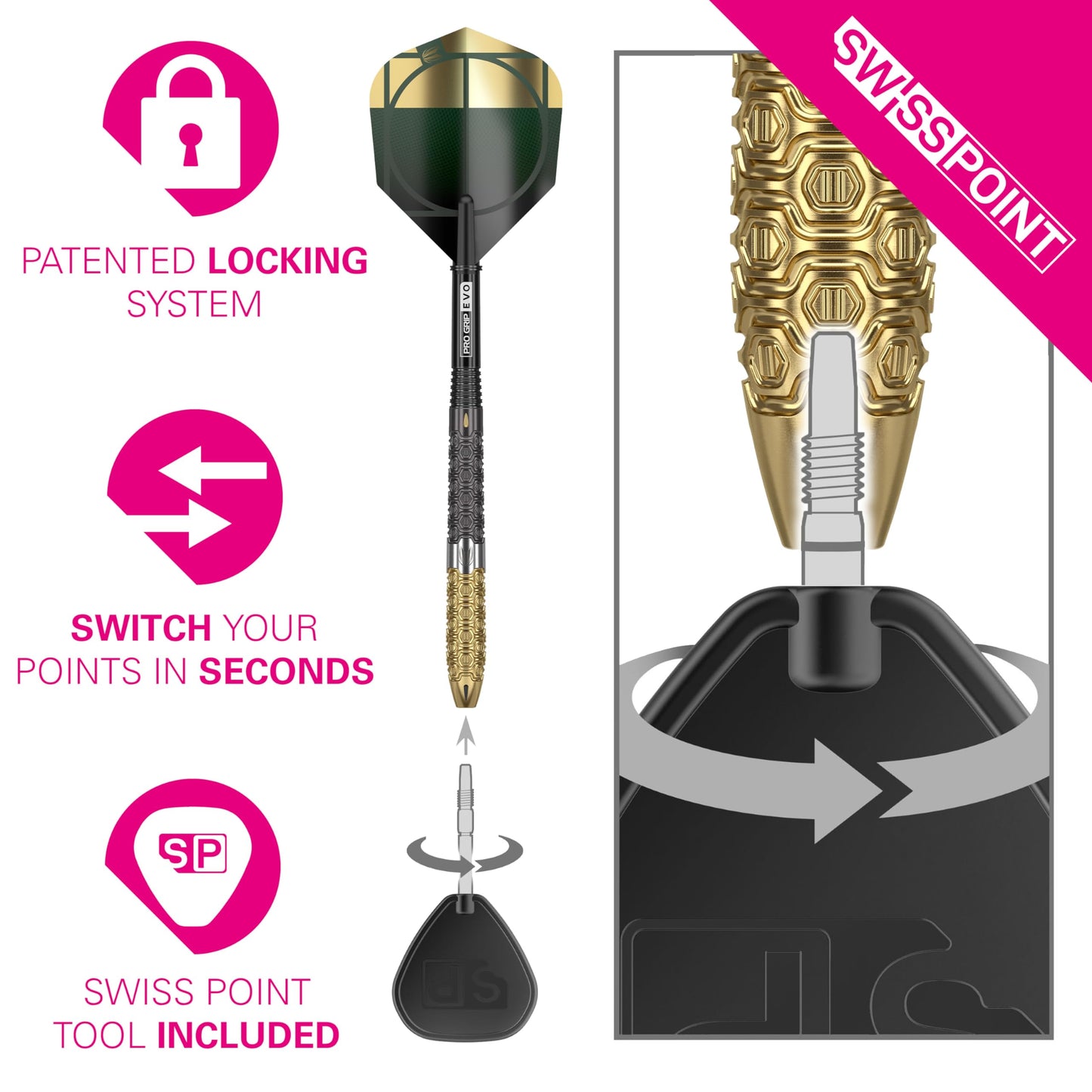 TARGET Darts Cult Envy 02 25G 90% Tungsten Swiss Point Steel Tip Darts Set