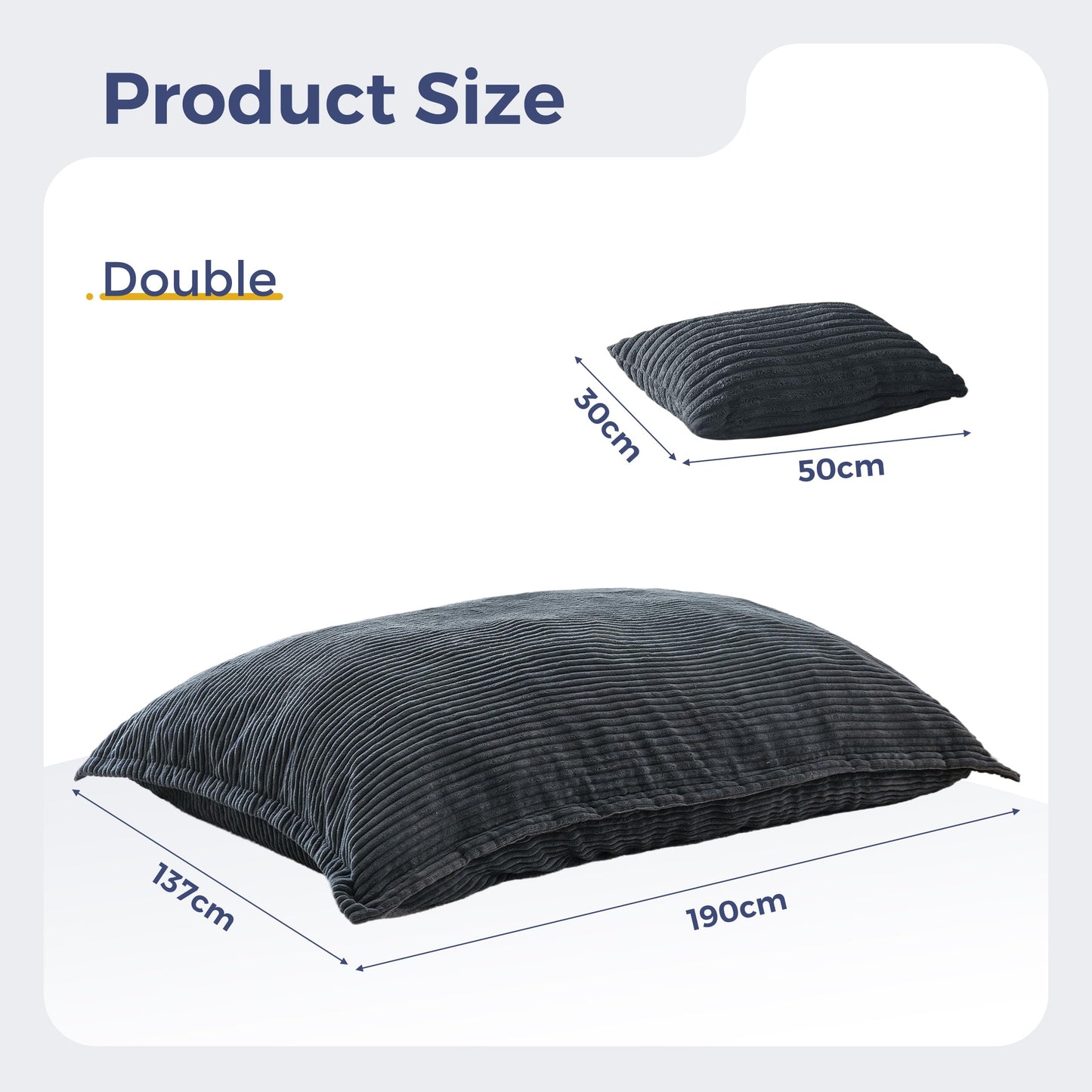 MAXYOYO Giant Bean Bag with Pillow, Soft Corduroy Removable Cover, Large Floor Cushion with Fluffy Foam Filling, BeanBag Chair for Adults & Kids