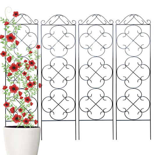 Thealyn Garden Trellis 4 Pack 123 cm.H x 31 cm.W Metal Plant Climbing Trellis Suitable for Potted Plants Indoor and Outdoor Climbing Plants Flower Ivy