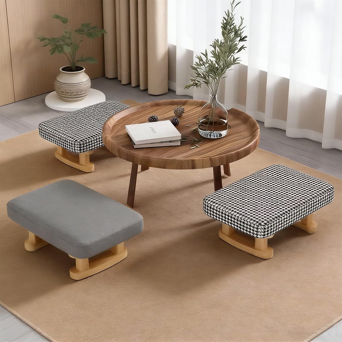 Stowetry Foot Stool, Pouffe Footstool with Removable Cover