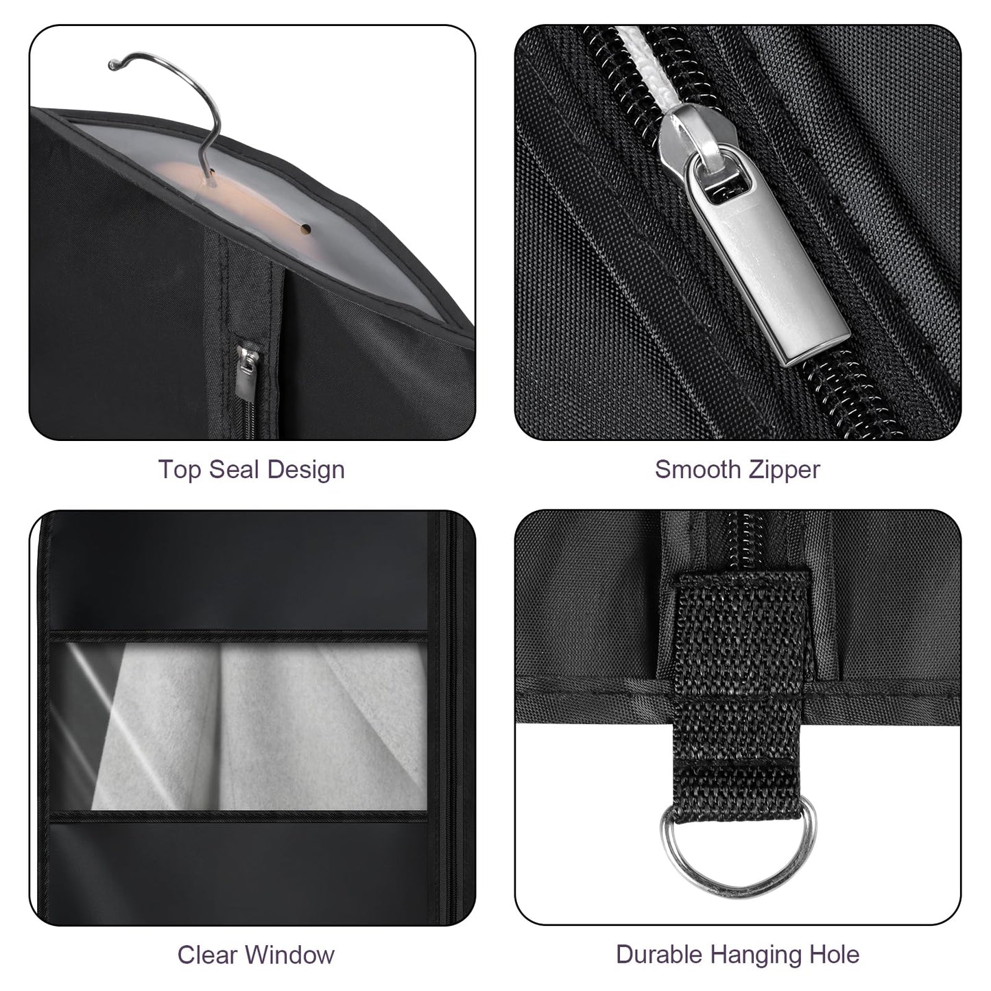 Univivi Garment Bags 43 inch Suit Bags for Storage Black, Set of 5