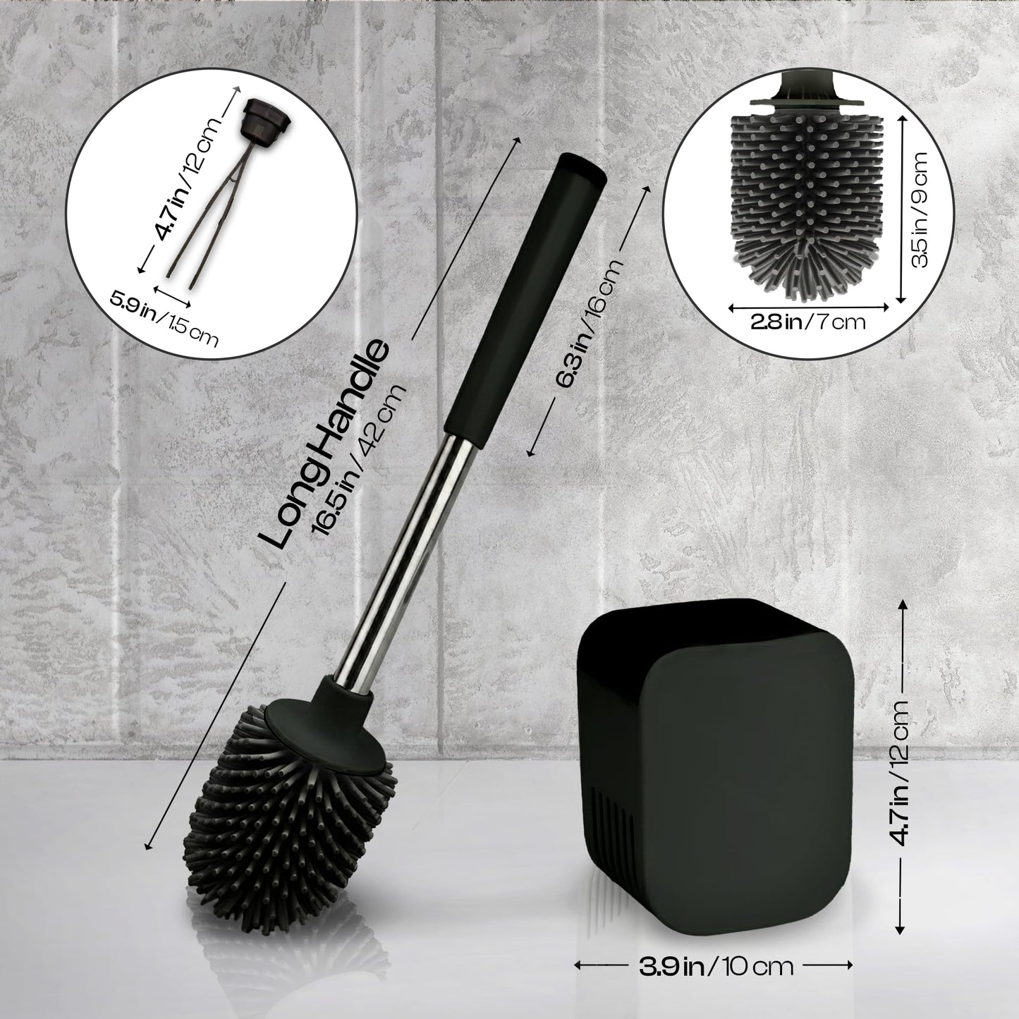 Silicone Toilet Brush and Holder Set | Loo Brush with Hidden Tweezers.