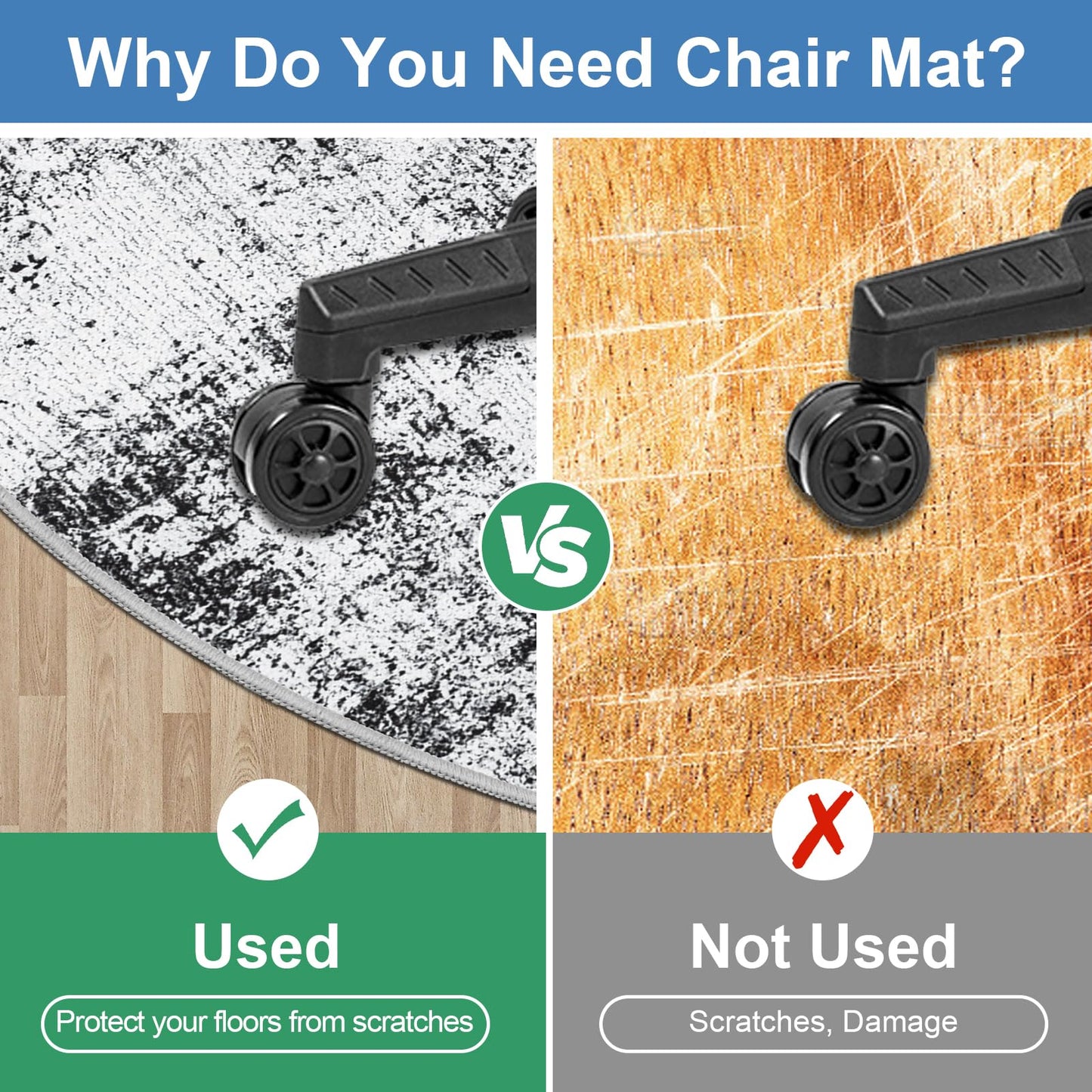 Capslpad Office Chair Mats for Hardwood Floor ø120cm Round Non-Slip Modern Abstract Home Multi Purpose Chair Mat Low Pile Floor Protector Chair