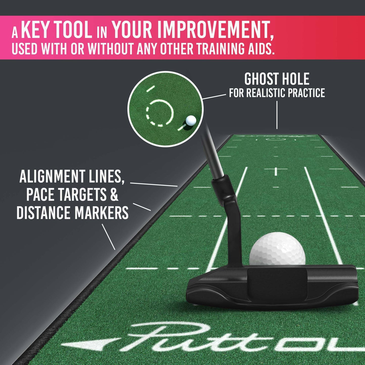 PuttOUT Medium Putting Mat - 240cm x 50cm