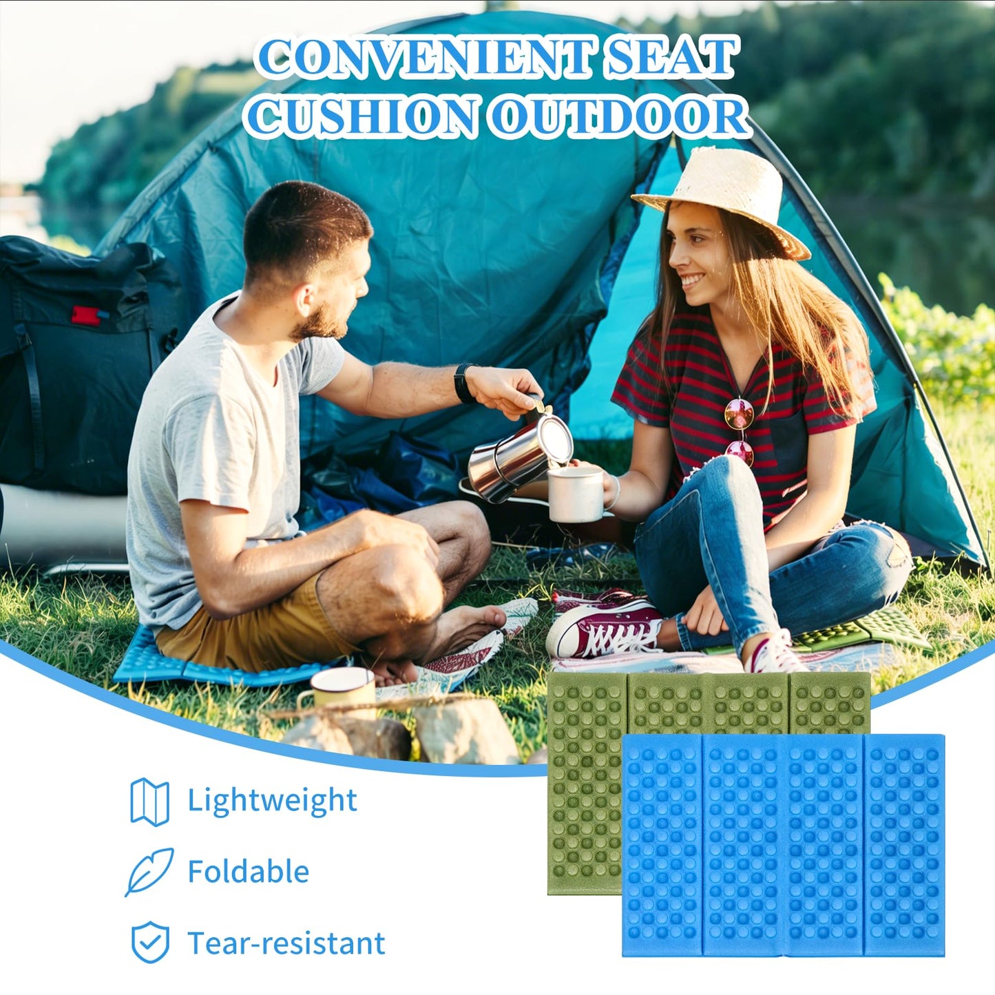 Laurraine 2Pcs Folding Sit Mat, XPE Foam Ultralight Portable Seat Pad