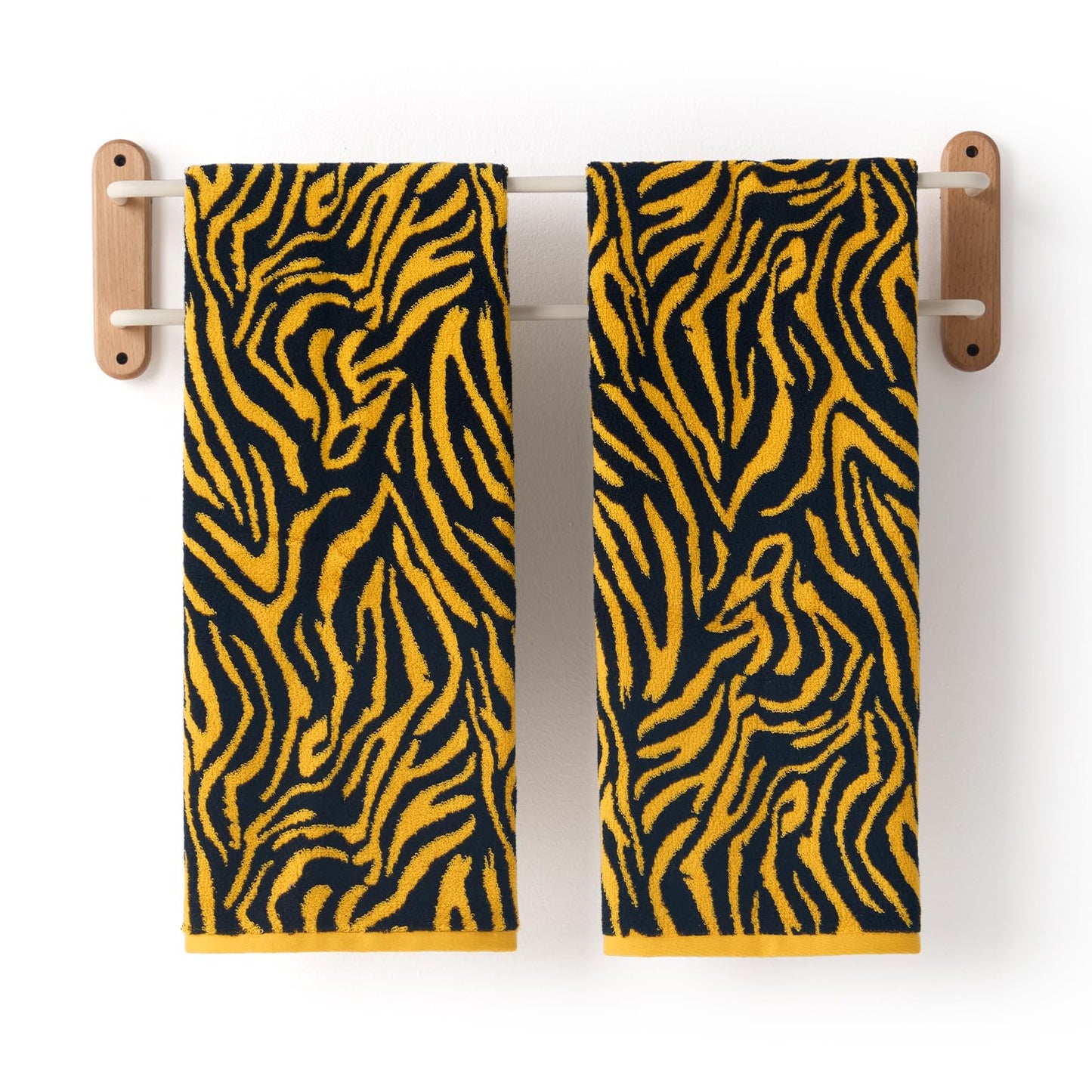 REDKISS 2 Pack Yellow Striped Hand Towels for Bathroom, Great for Daily Use