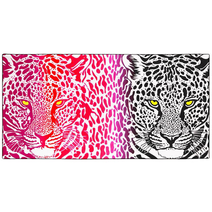 Violetpos Pink & Black Dual Leopard Beach Towel, Extra Large 180x90 cm 250GSM Microfibre, Sand Free Quick Dry