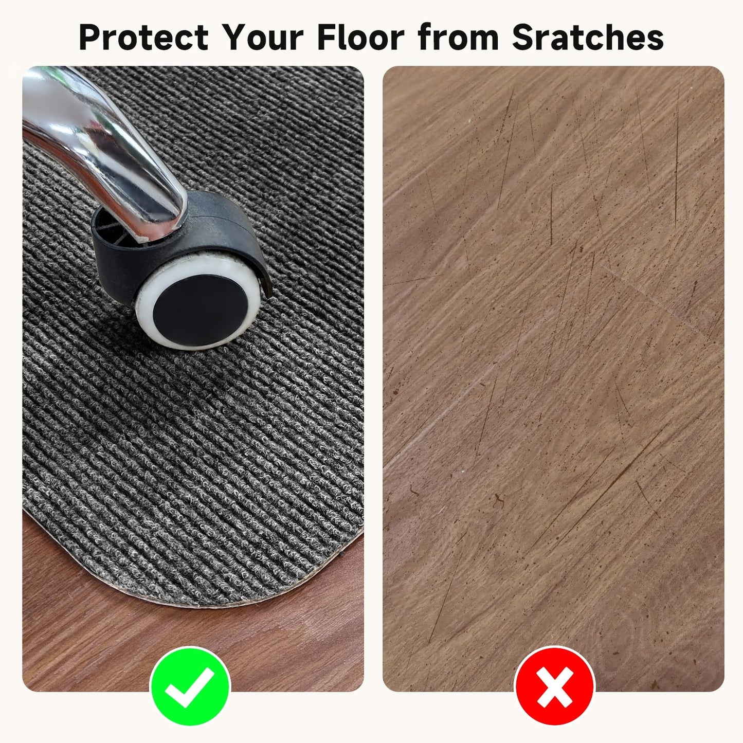SHAREWIN Office Chair Mats for Hardwood Floor, Dark Gray 47"x36" Computer Chair Rug, Under Desk Mat, Large Anti-Slip Floor Protector for Home, Office