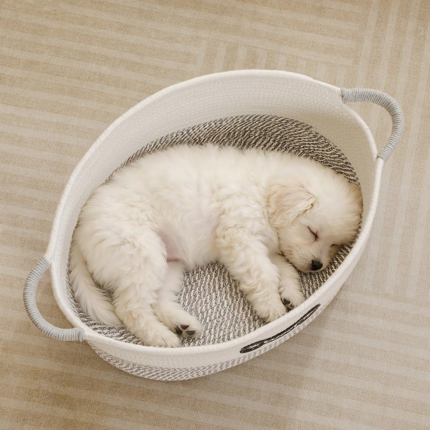 Tidelit Dog Toy Basket, Dog Toy Box Organizer Baskets, Woven Cotton Rope Pet Puppy Dogs Toy Bin With Handle