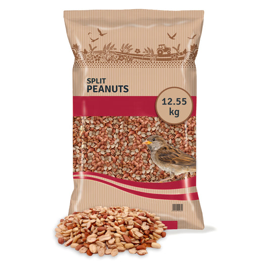 Split Peanuts for Wild Birds 12.55kg - High Energy Food, High Protein Feed, Rich in Fats and Fibre, Great for Hanging Feeders, Bird Tables and Ground
