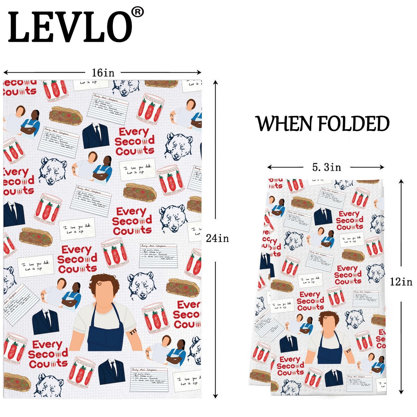 LEVLO Bear Carmy Kitchen Towel Carmy Fans Gift Yes Chef Carmy Tea Towel Carmy Lover Housewarming Gift (Every Second Towel)