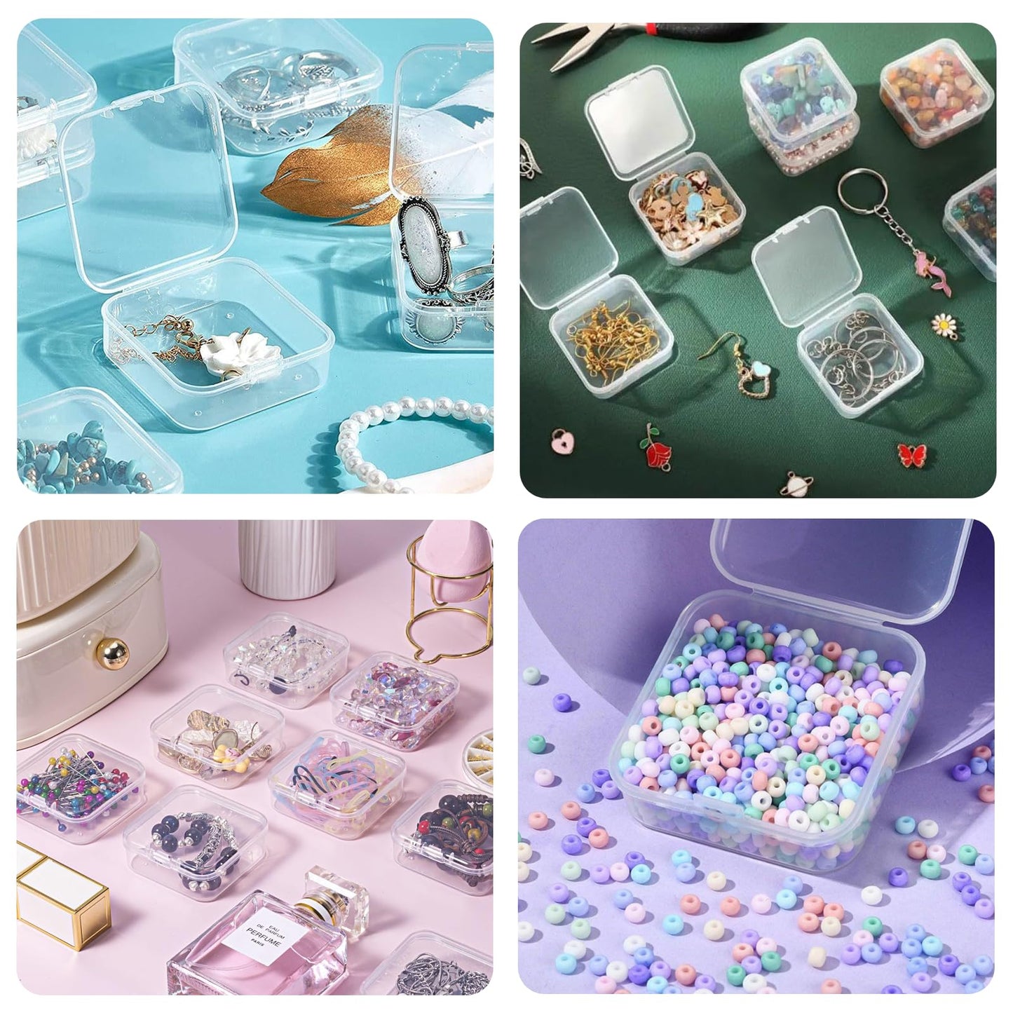 UNINGYI Bead Organiser Storage Box, Small Storage Boxes with Lid (Small)