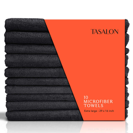 TASALON Microfiber Hair Towel - 10 Pack - Salon Towels - Quick Dry Microfiber Towels - 29 x 16 Inches Ultra-Soft Microfiber Towel for Hair, Facial