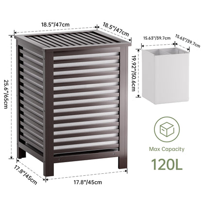 SMIBUY Double Laundry Hamper with Lid, 120L Bamboo Laundry Basket with Removable Liner Bag, 2-Section Clothes Divider Laundry Sorter for Laundry Room,