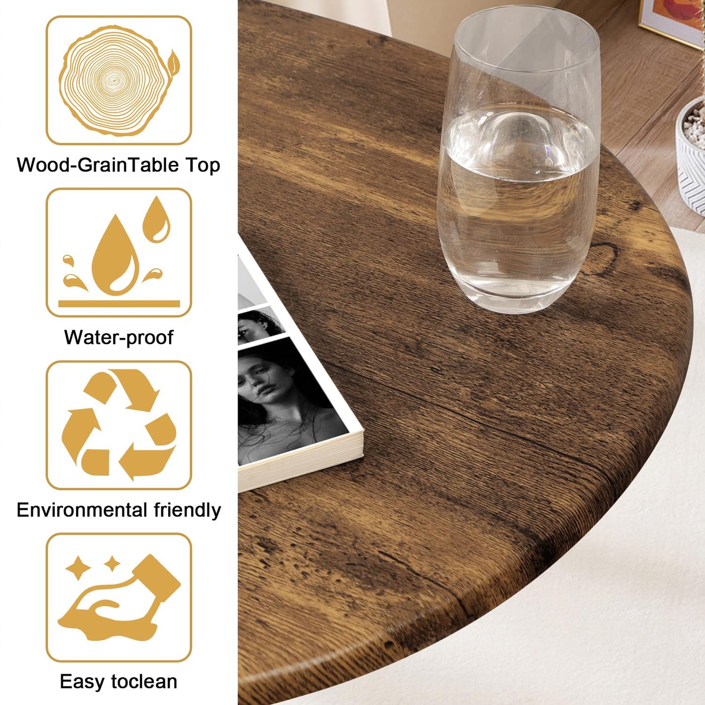 WDSHIYI Modern Coffee Table for Living Room Small Mid Century Coffee Table Rustic Oval Coffee Tables Retro Accent Sofa Center Tables for Living Room