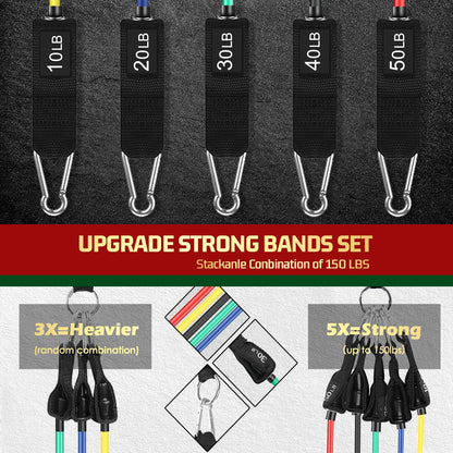 VEICK Resistance Bands Set 5pcs Fitness Tubes Tension Bands Exercise Bands Workout with Handles for Men Women Strength Physical Training Equipment at