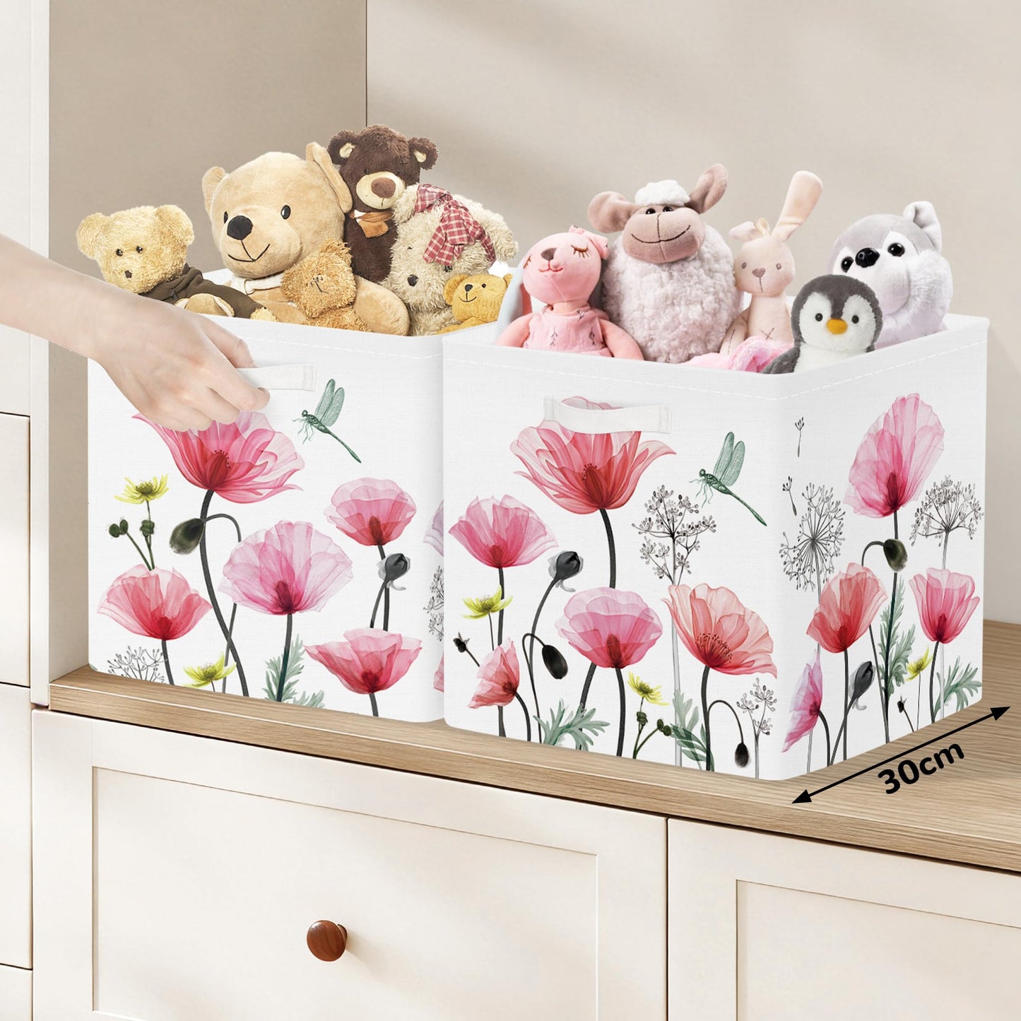 Clastyle 3 pcs Flowers Cube Storage Boxes for Shelves Kallax Boxes
