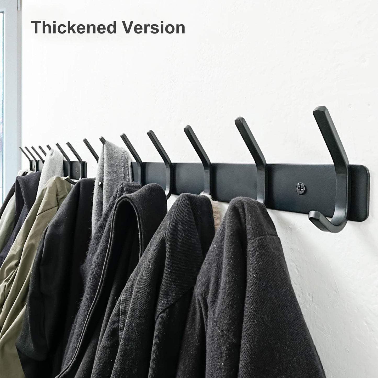 HONSKY Coat Rack Wall Mounted, Towel Rack,Metal Wall Coat Hanger with 7 Double Hooks (14 Hooks), for Hanging Coat, Hat, Bag, Umbrella