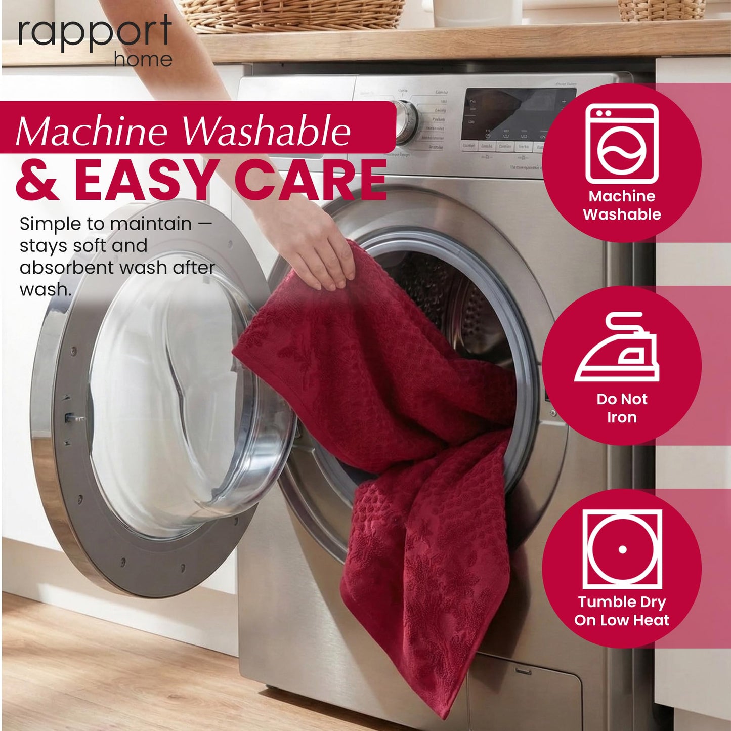 Rapport Home Versailles Jacquard 6-Piece Towel Bale | Luxurious 100% Cotton 500GSM Bathroom Set for Soft Absorbent Comfort and Elegant Style