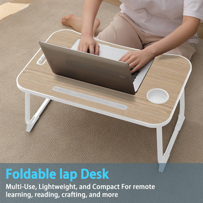 Laptop Bed Desk, Lap Desk Breakfast Tray Table for Eating, Reading, Writing, Laptop Stand for Bed, Sofa, Home and Office Wood