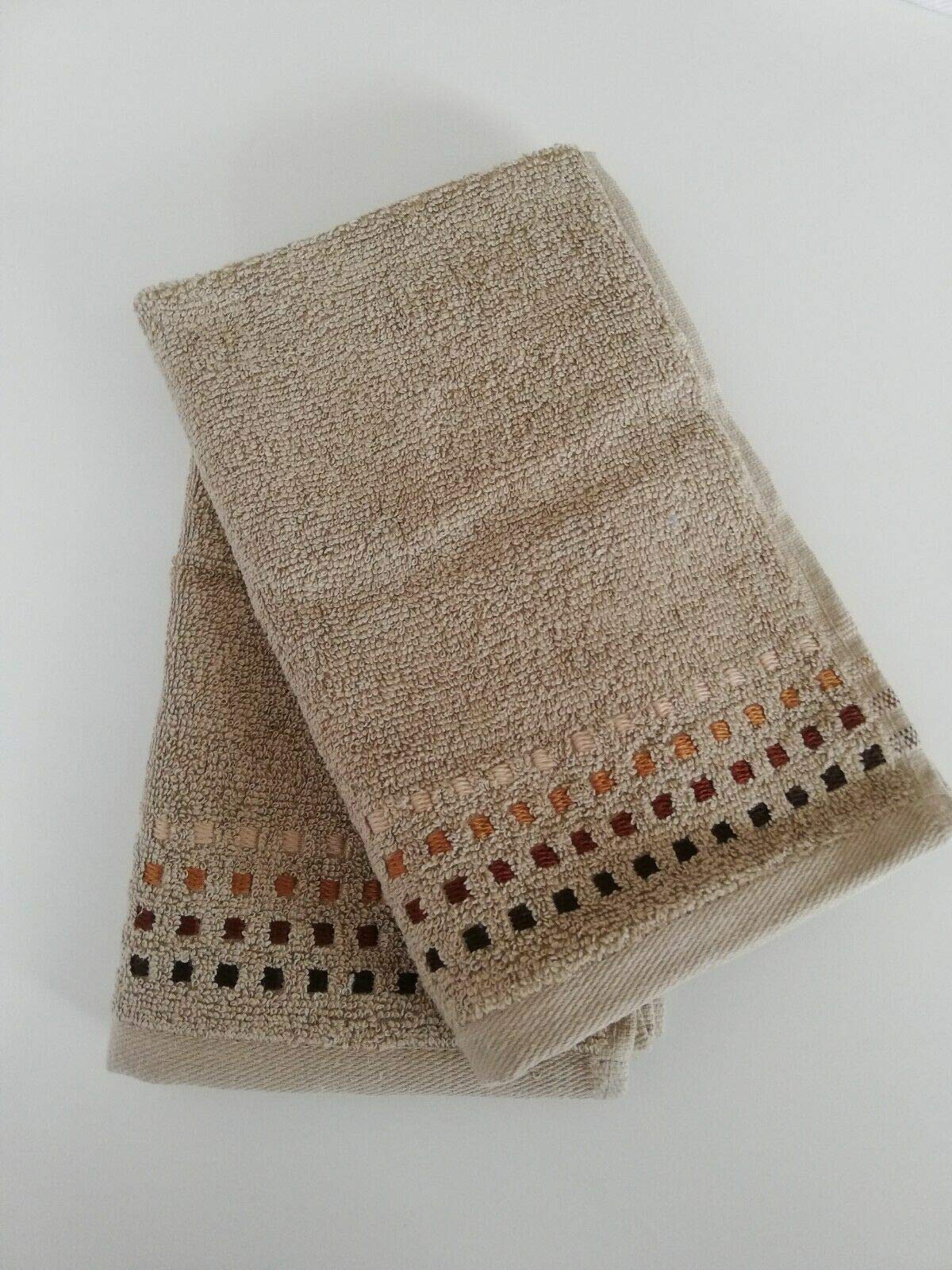Sue Rossi Ltd 100% Portuguese Cotton Guest Towels Hand Kitchen Towel Face Cloth 30 x 50 cm Pack Of 2 (Chocolate - Camel)
