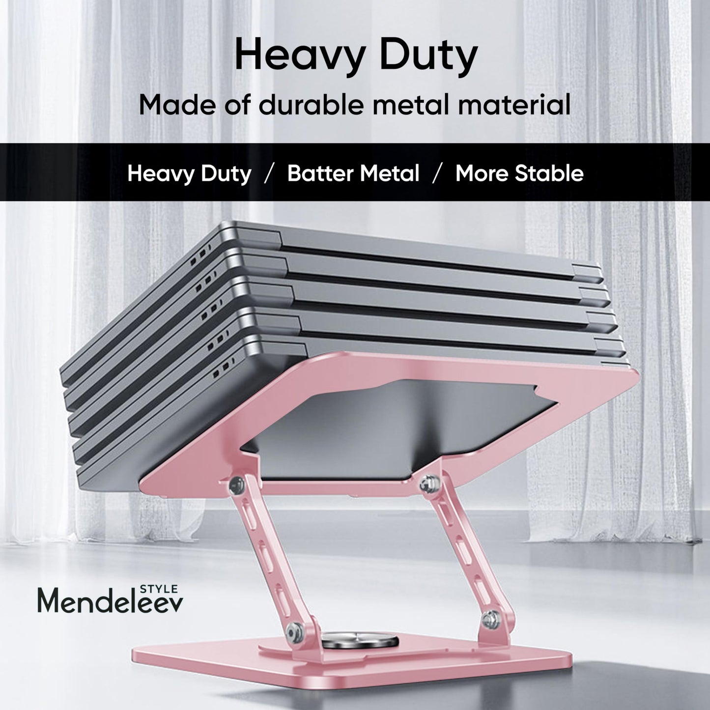 MENDELEEV STYLE Pink Laptop Stand for Desk with 360 Rotating Base Compatible with MacBook Pro/Air Notebook up to 16 Inches Computer Stand for Laptop