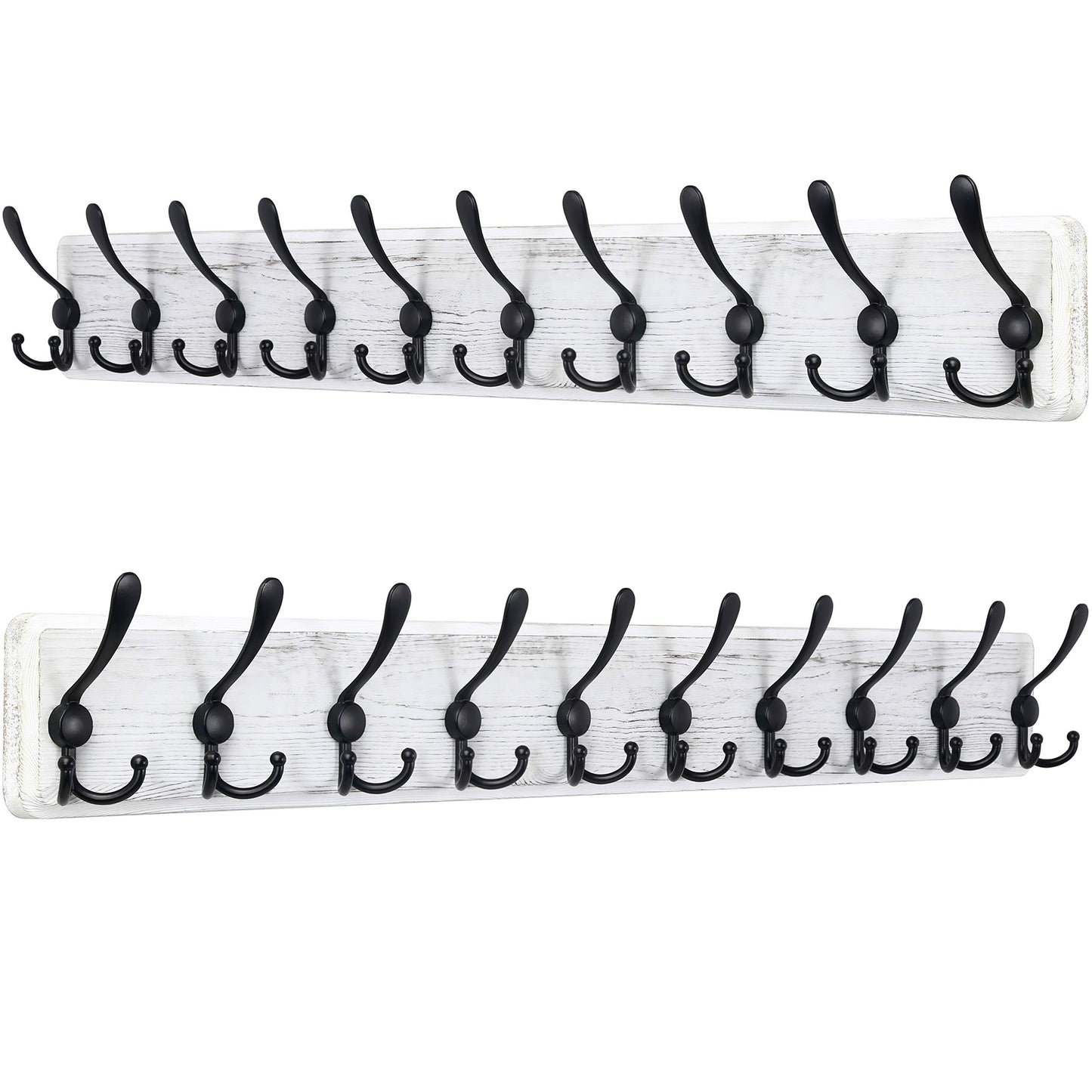 SKOLOO Coat Rack Wall Mounted - 38.3'' Long, Pack of 2, Wooden, Heavy Duty, Rustic Coat Hooks for Wall