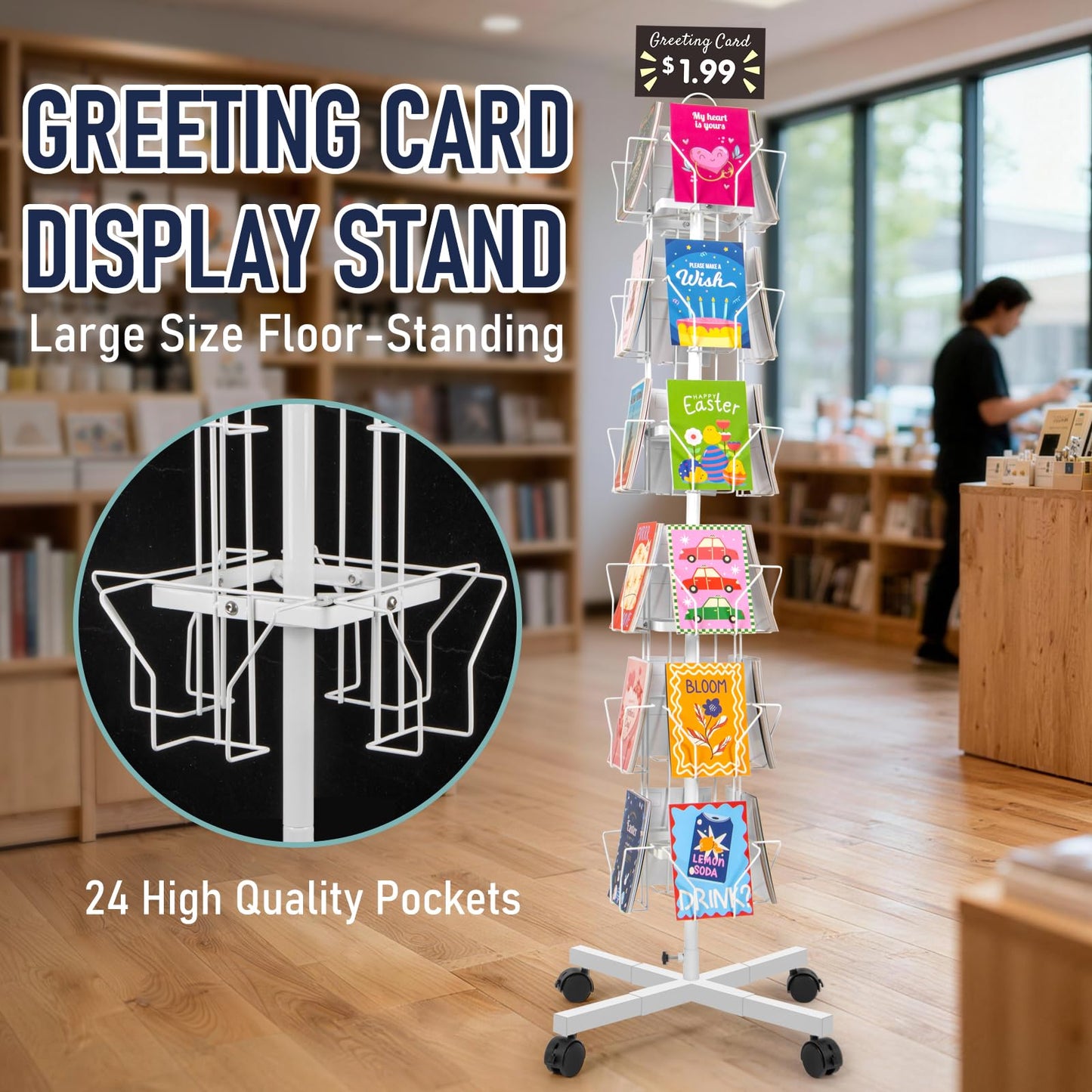 ANBOXIT Greeting Card Display Stand Rotating Rack Holder