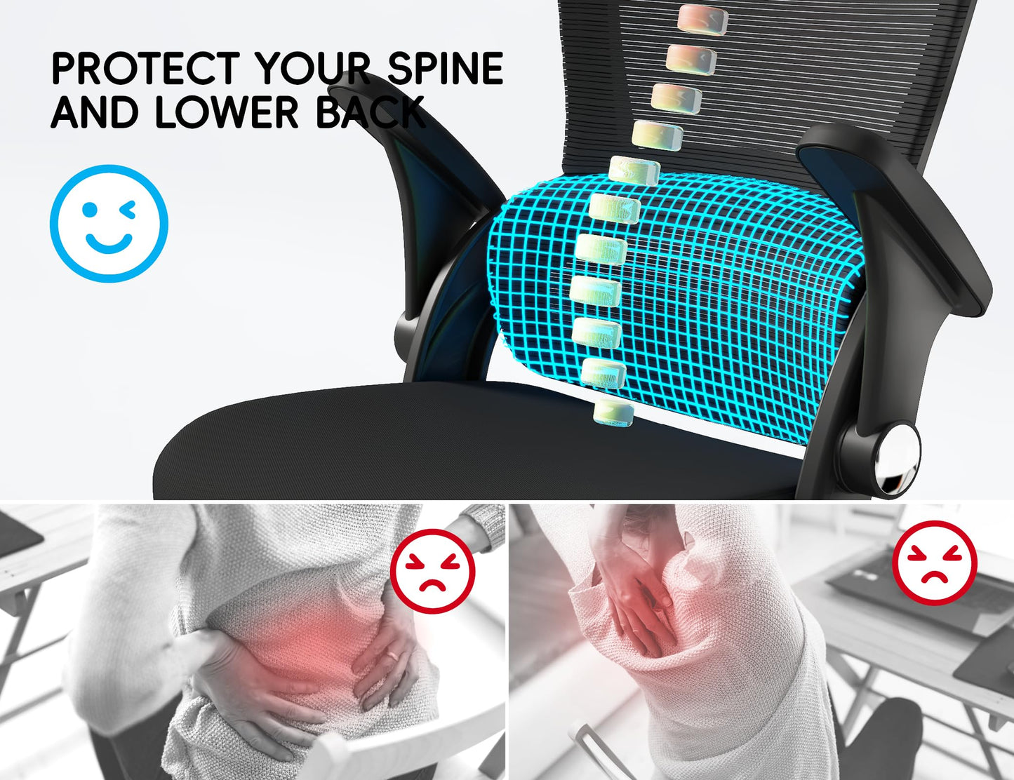 TRALT Office Chair - Ergonomic Office Chair with Back Support - Home Office Desk Chairs - 330lbs Wide Seat Big and Tall Office Chairs with Headrest