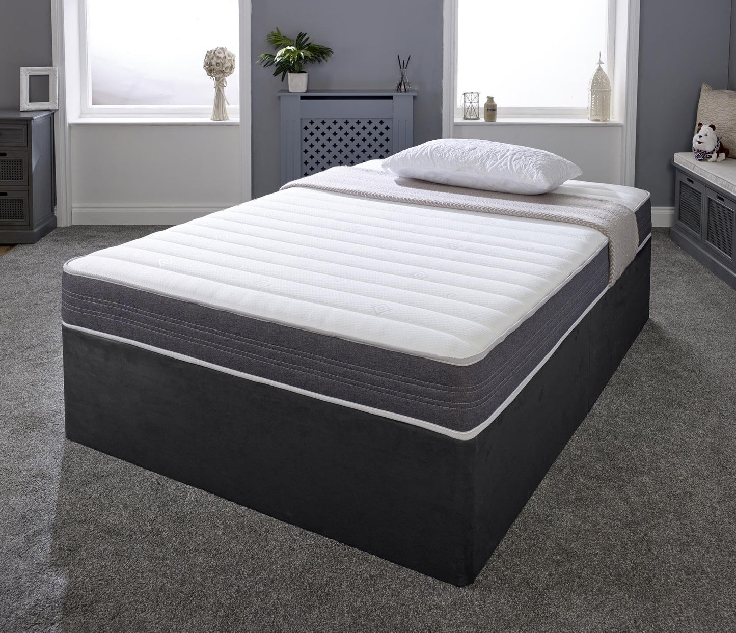 Extreme Comfort Sirocco Airflow Grey 18cms Deep Hybrid Spring & Memory Fibre Mattress, 4ft6 Double (4ft6 x 6ft3, 135cm x 190cm)