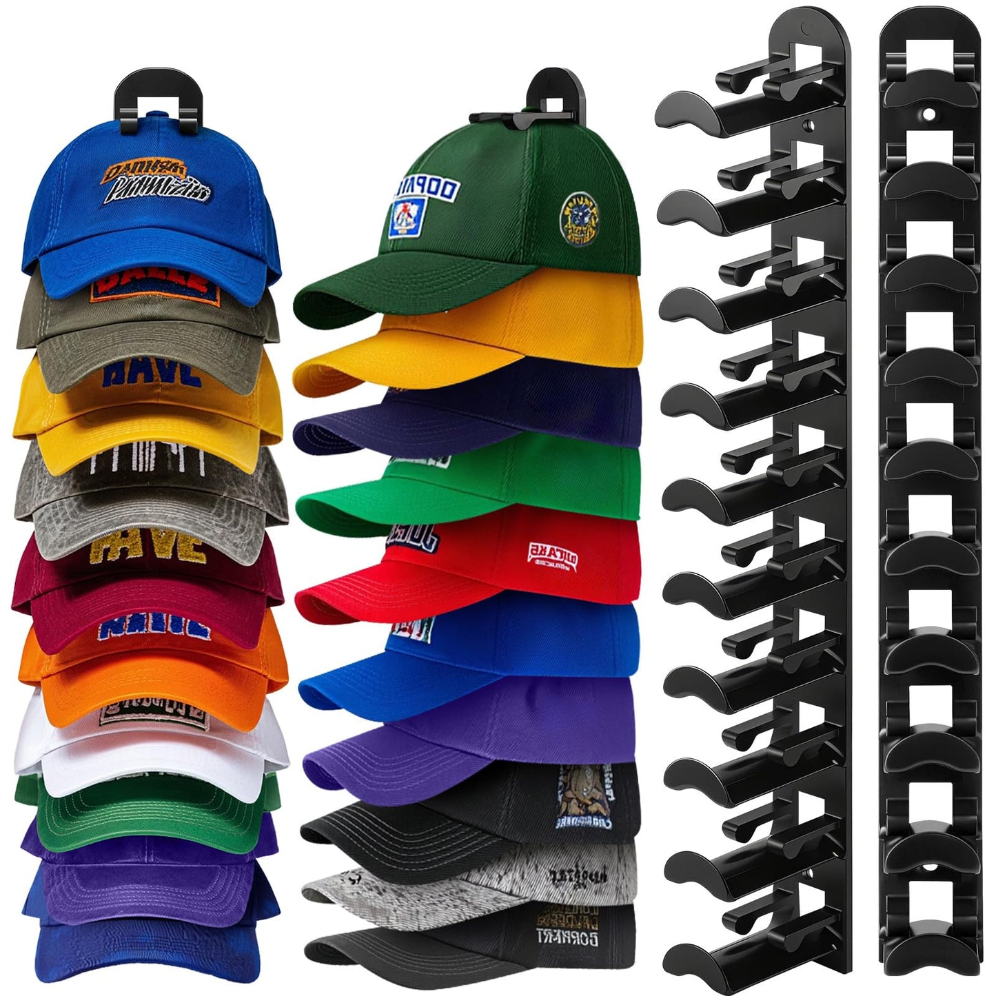 Jcocylse Hat Storage for Wall Mount – Baseball Cap Storage & Cap Holder, Space-Saving Hat Rack with Hooks for Hanging Caps (Black)