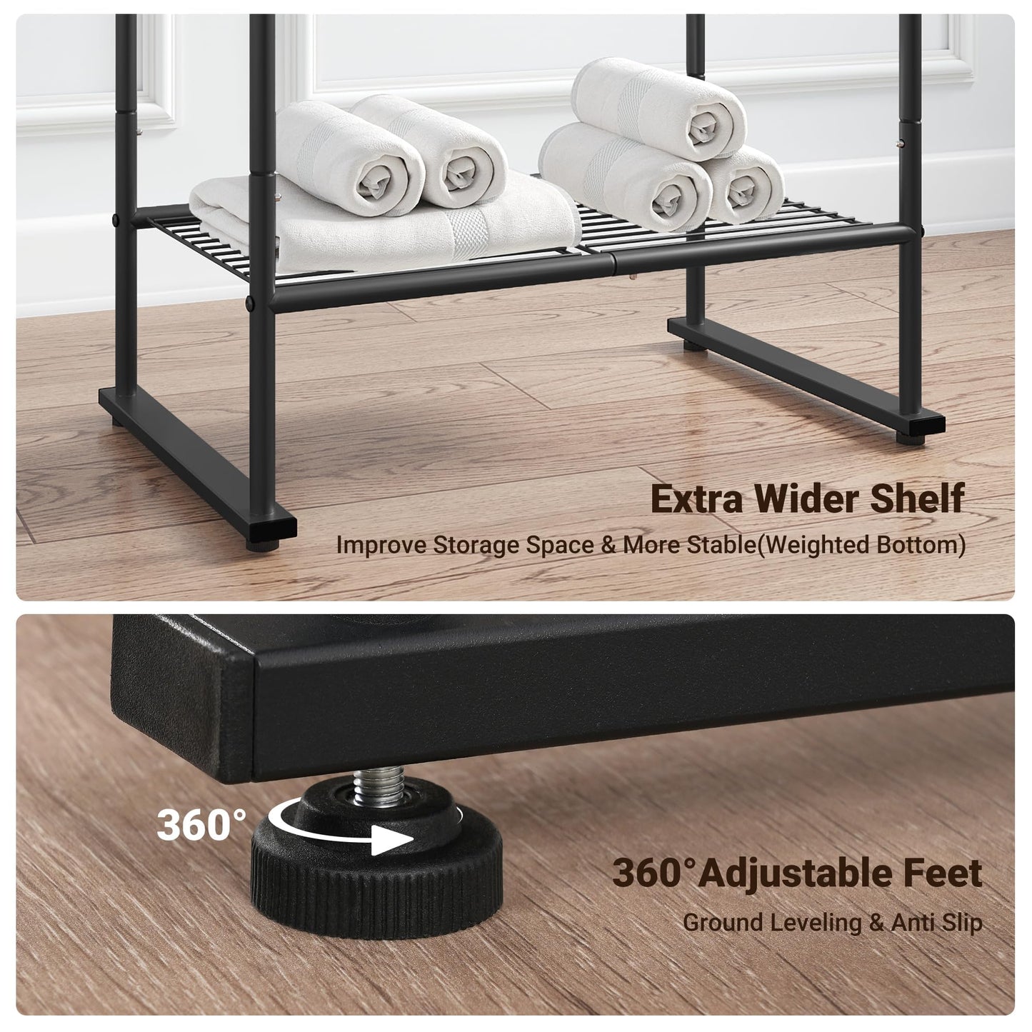 3-Tier Freestanding Towel Rack, Fixed-Height Bars Highest 101CM