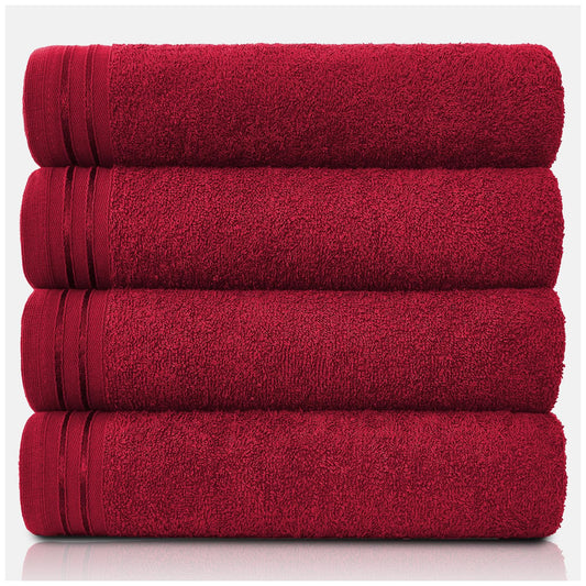 GC GAVENO CAVAILIA Large Towels Bath Sheet - Highly Absorbent Egyptian Cotton Towel Set - 4 Pack Extra Soft Large Bath Towel Red - Quick Dry Bath