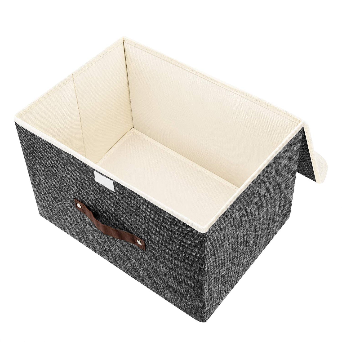 TYEERS Collapsible Storage Box with Lid, Fabric Storage Box for Clothes, Wardrobe Storage, 38x25x25 cm, Set of 5, Black