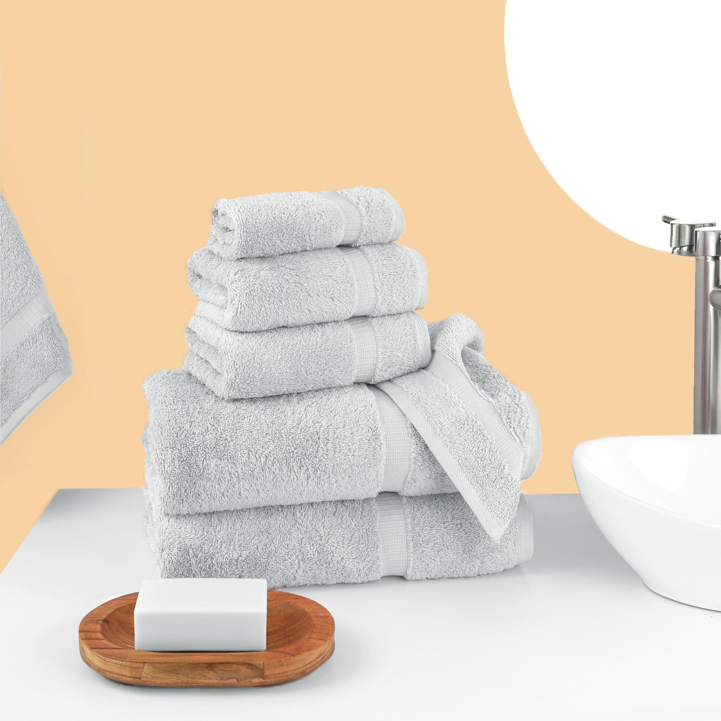 Chakir Turkish Linens |Hotel & Spa Quality 100% Cotton Premium Turkish Towels | Soft & Absorbent (Silver Gray, 6-Piece Towel Sets)