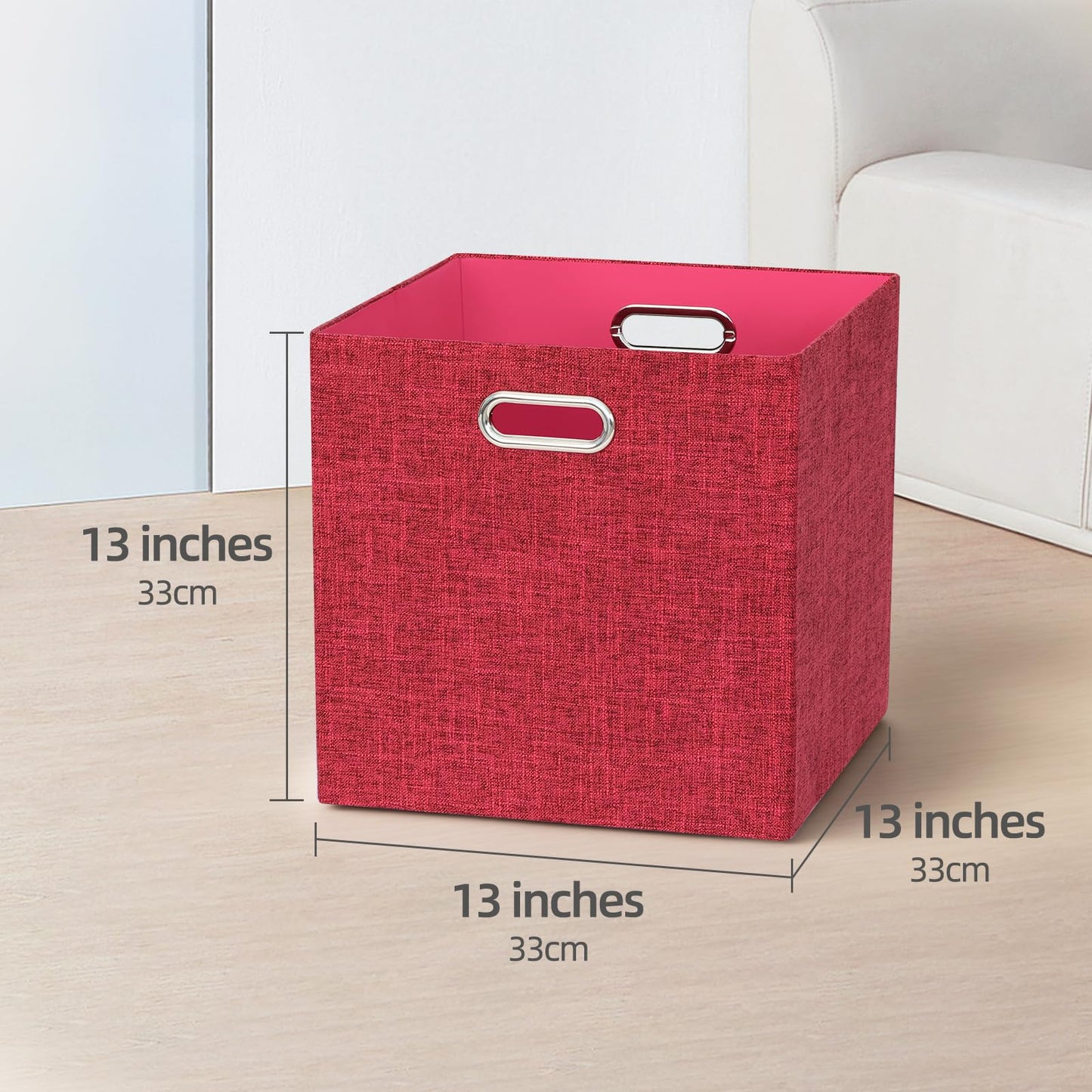 BinWhiz 4 Pack Collapsible Linen Fabric Storage Cubes/Organiser - 33x33x33 cm Fabric Bins for Kallax Shelves, Cabinet, Bookcase, Closet