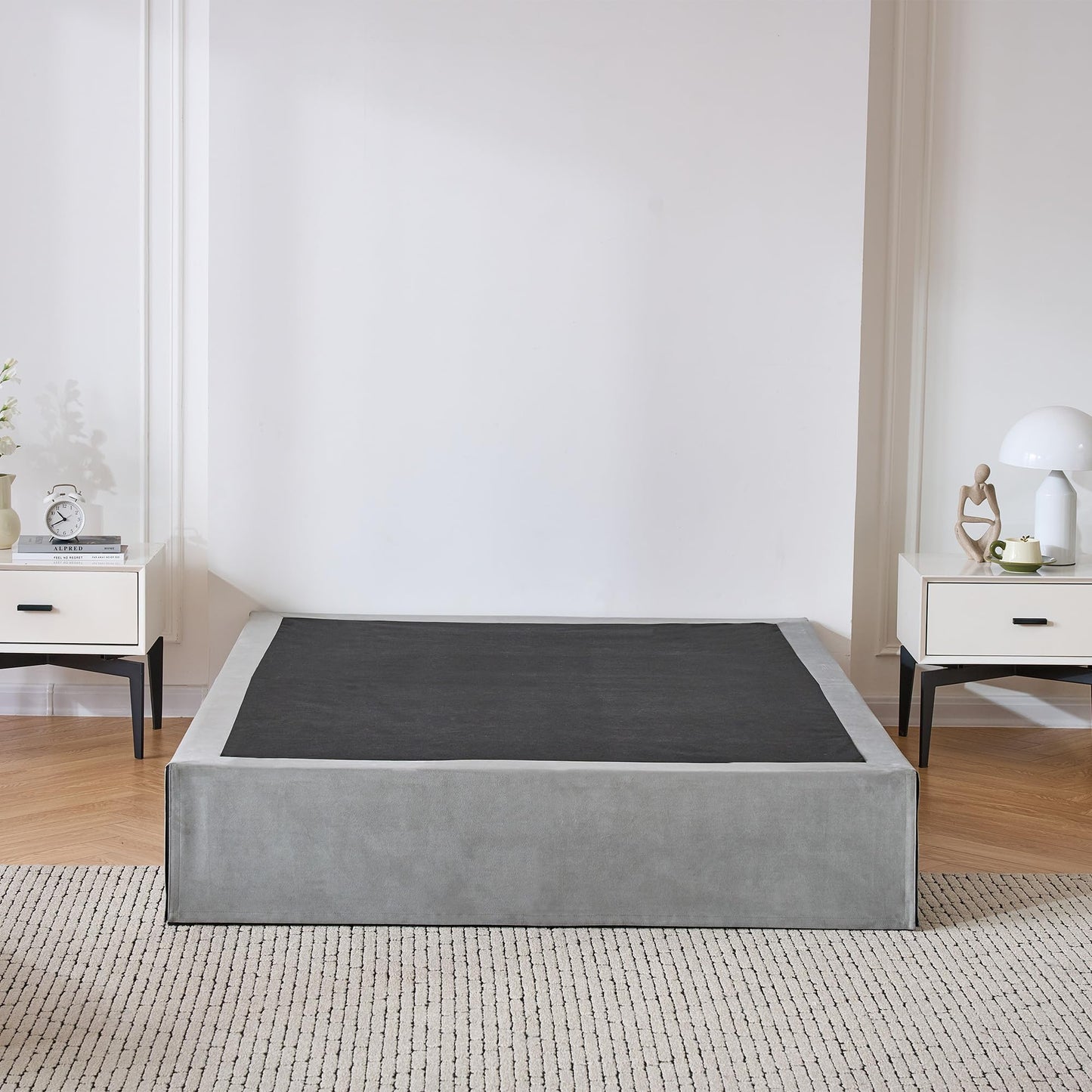 SANA SLEEP Single Metal Divan Bed – 3FT – (Grey) -Storage Durable Frame for Compact Rooms with a Modern Design for Comfortable Spaces