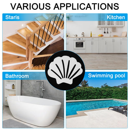 PATIKIL 12Pcs Non Slip Bathtub Stickers, Anti Slip Shower Stickers Bathroom Shower Floor Decals Sea Shell Shape Cute Treads Tubs, White