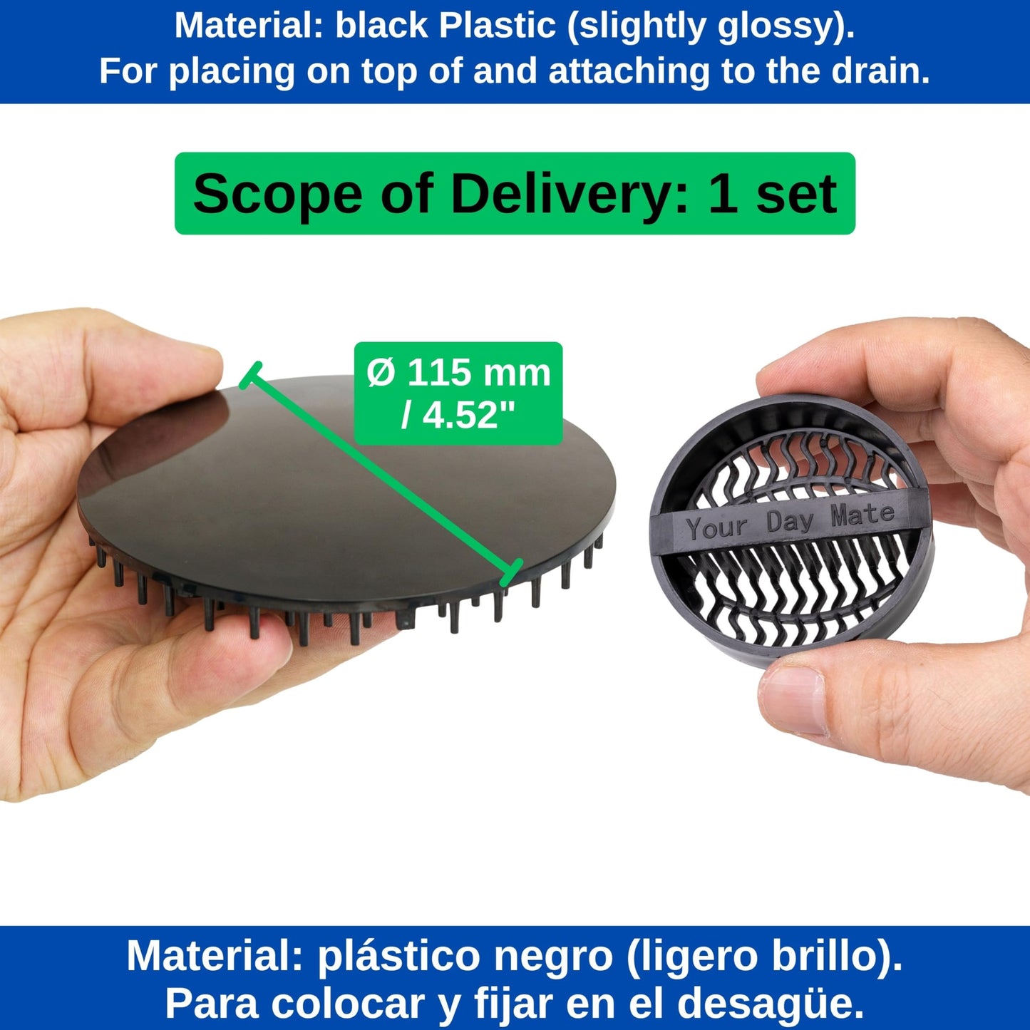 Cover and Hair Strainer Set for Shower Drain, Ø 115 mm, Compatible with Viega Tempoplex Drain Set from Model Year 2006