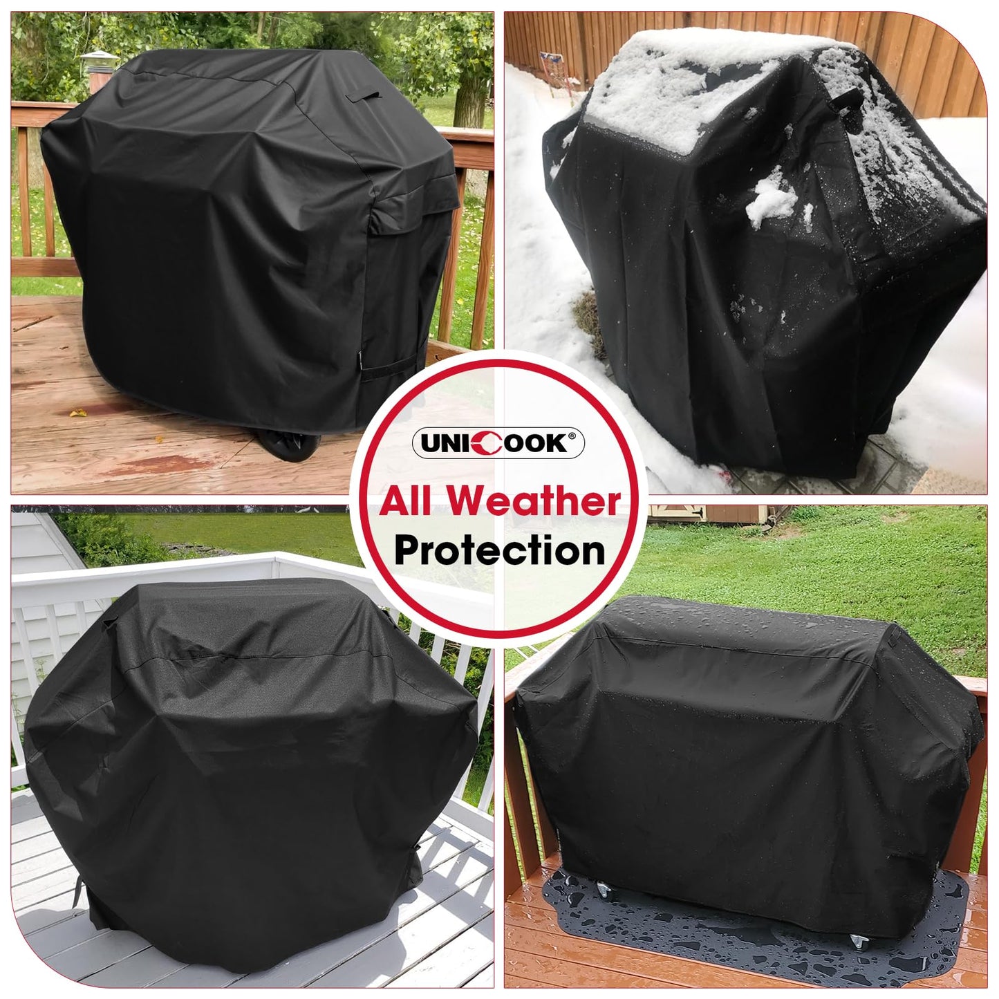 Unicook BBQ Cover 55 Inch, Heavy Duty Waterproof Outdoor Gas Grill Barbecue Cover, Special Fade and UV Resistant, Compatible for Weber Char Broil